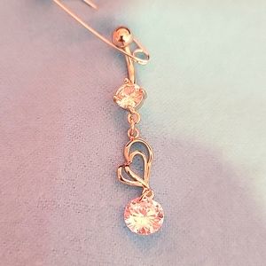 🆕️ Staineless Steel Double Heart Rhinestone Belly Button Ring